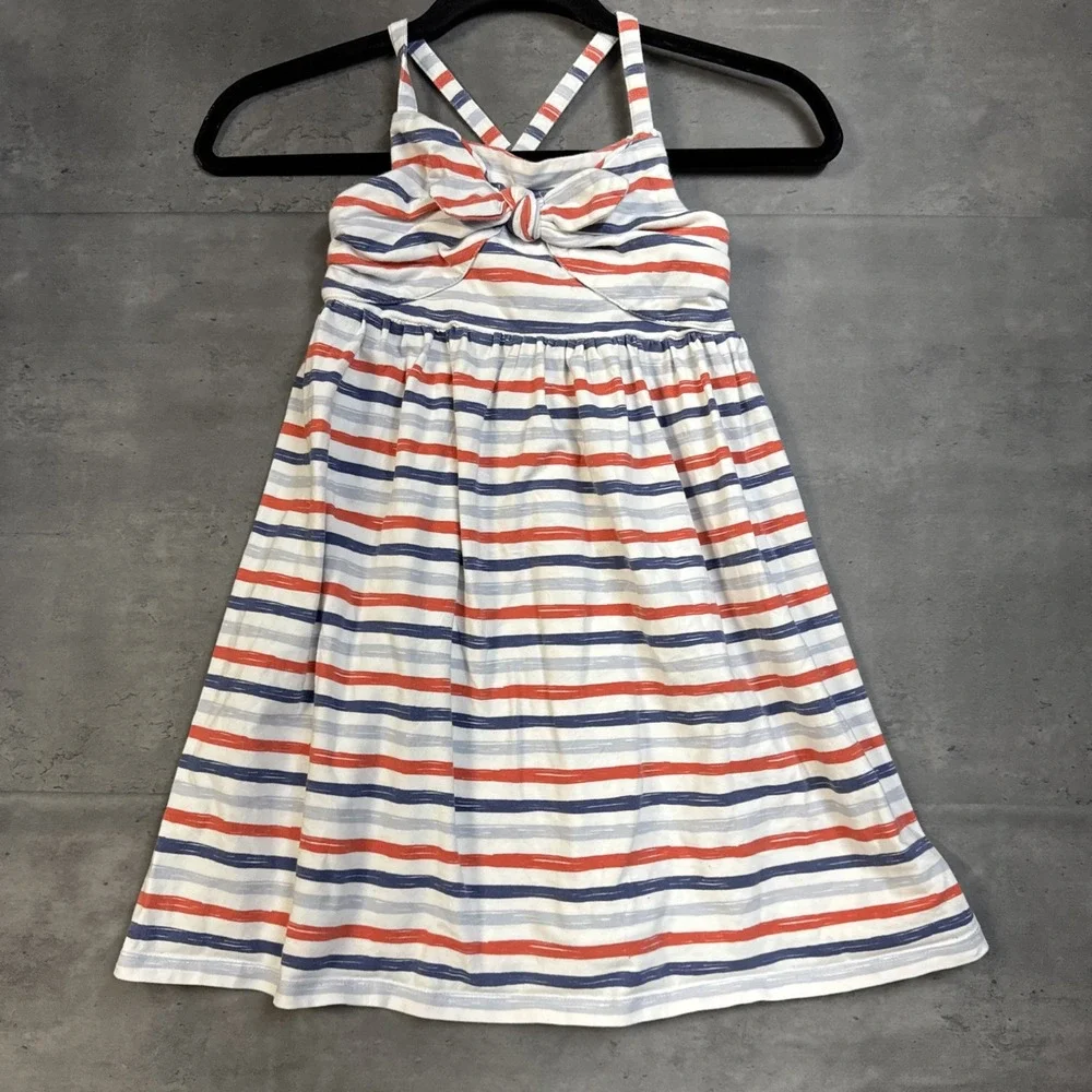 Girls Tommy Bahama Red White Blue Striped Dress Tie Knot Front Sz 7